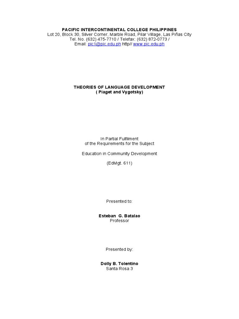 pacific intercontinental college thesis format