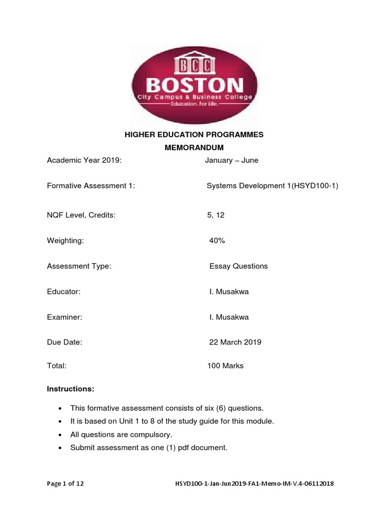 Systems Development Assessment Memo | PDF | String (Computer Science ...