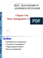 Industrial Management and Engineering Economy: Chapter One Basic Management Concepts