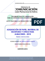 Adquisición de Papel, Material de Escritorio Y Otros para Almacenes - 2018