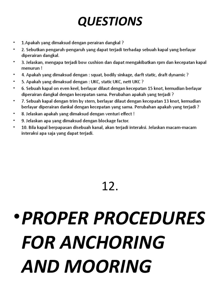 Teori Olah Gerak Iv Ab Proper Procedures For Anchoring and Mooring