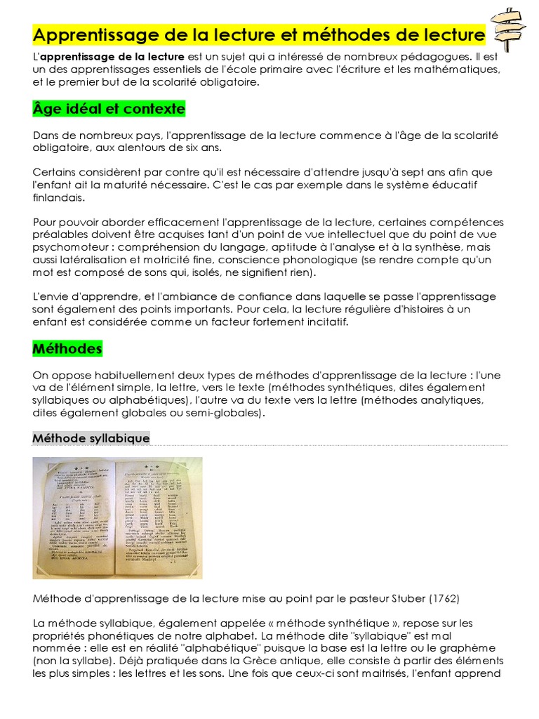 Apprentissage De La Lecture Et Methodes De Lecture Pdf Methode Syllabique Apprentissage De La Lecture