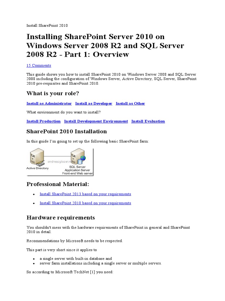 Install SharePoint 2010 | PDF | Share Point | Windows Server 2008