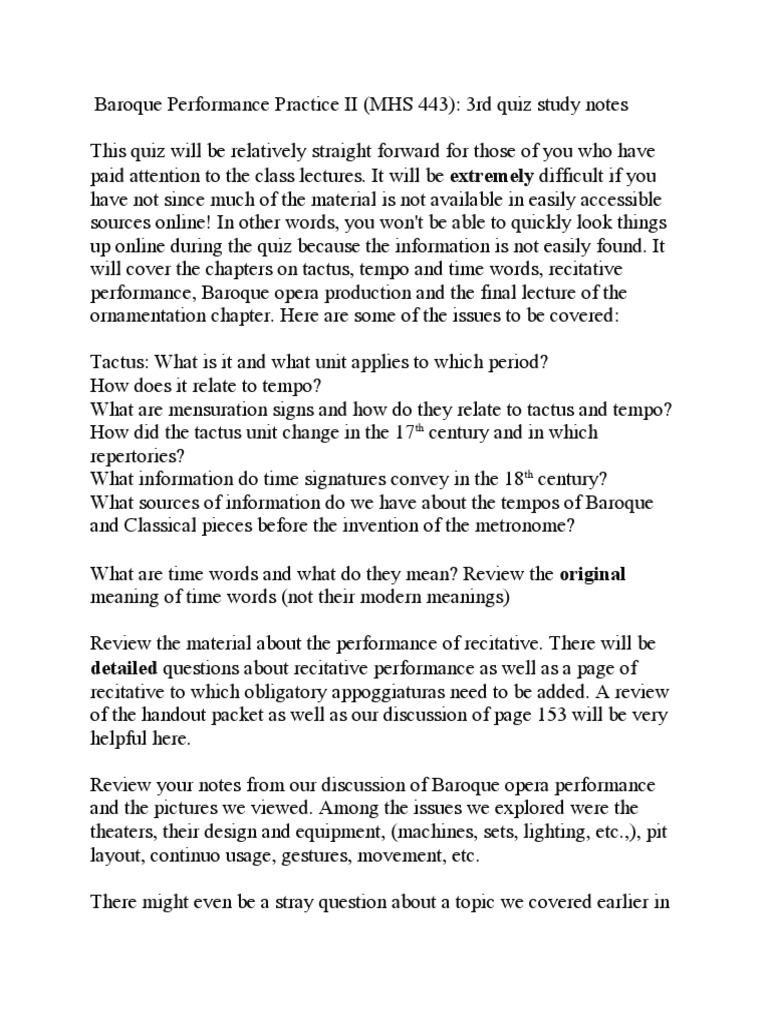 Detailed Questions About Recitative Performance As Well As A Page of | PDF