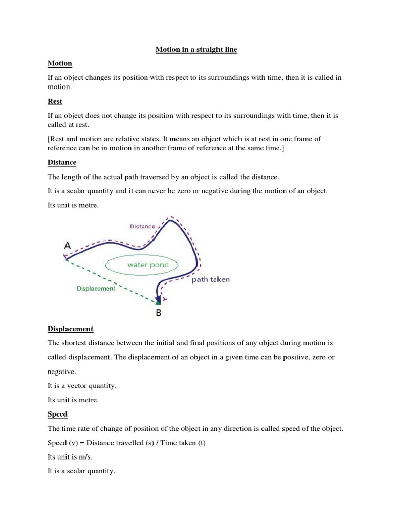 Understanding Motion in a Straight Line | PDF | Velocity | Equations Of ...