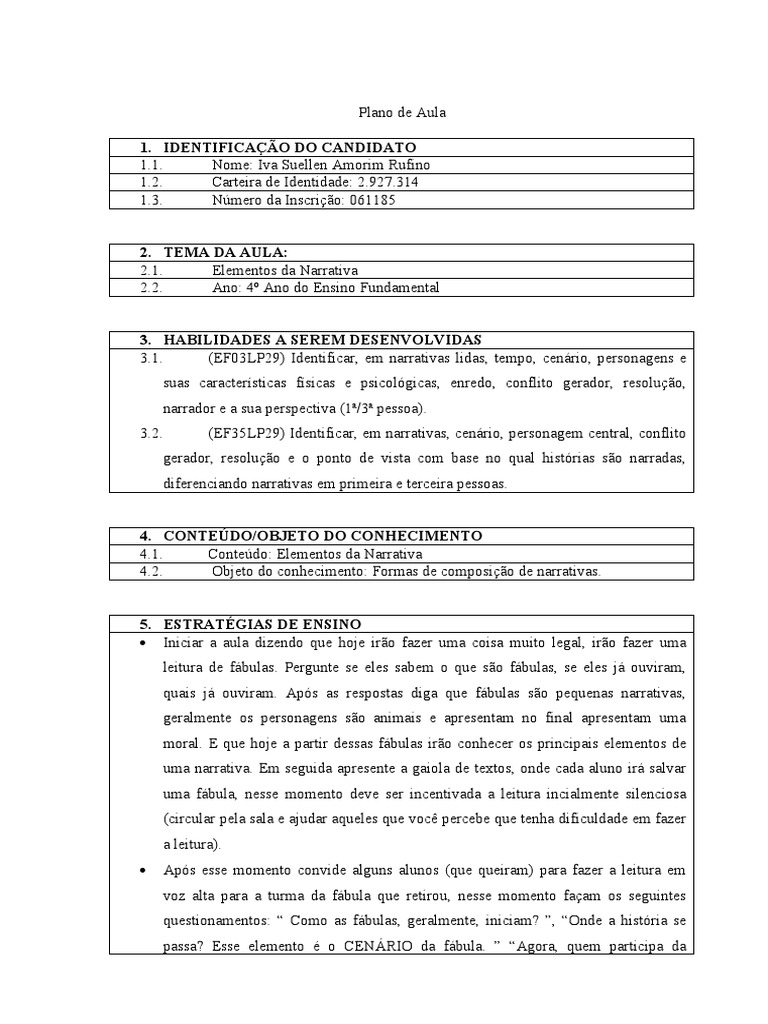 Elementos da Narrativa no 4º Ano | PDF | Fábula | Escolas