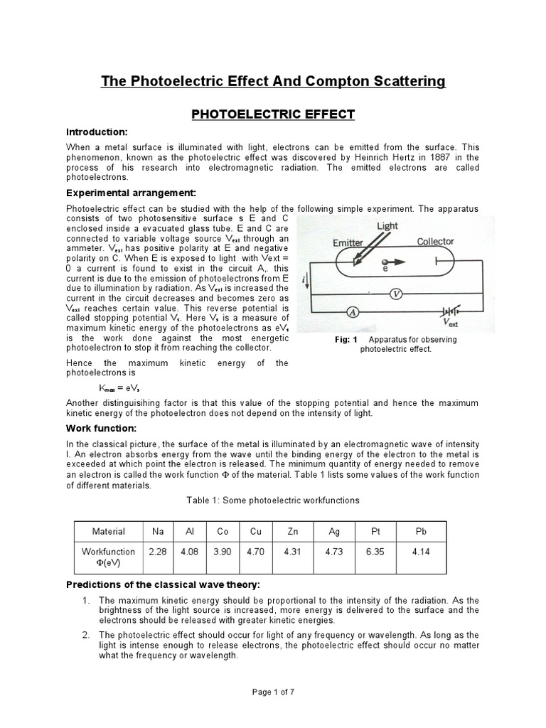 Photoelectric vs Compton Effects Explained | PDF | Photoelectric Effect ...