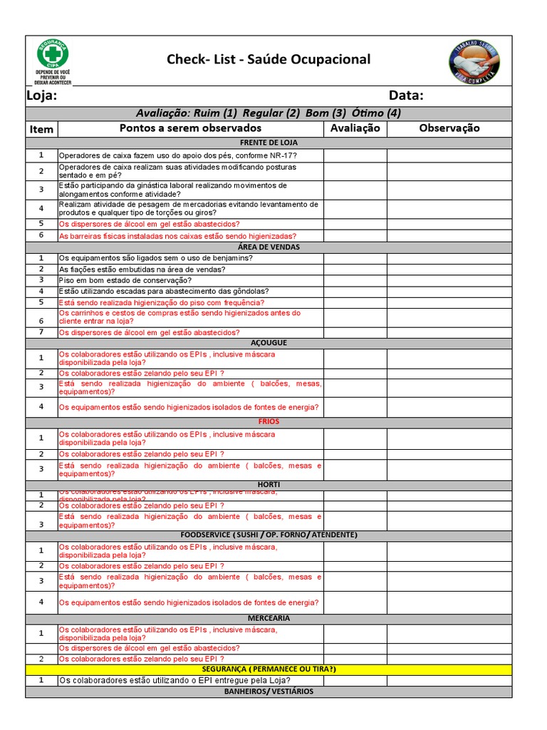 Check List SESMT - Modelo | Download grátis PDF | Natureza