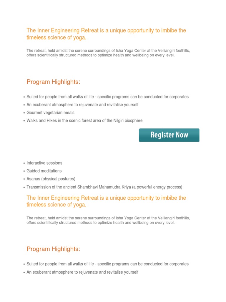 Inner Engineering Yoga Retreat | PDF