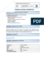 Alcohol antiséptico ficha técnica