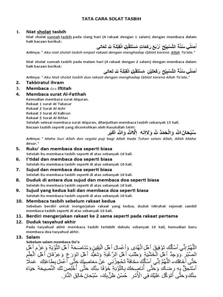 Tata Cara Solat Tasbih Pdf