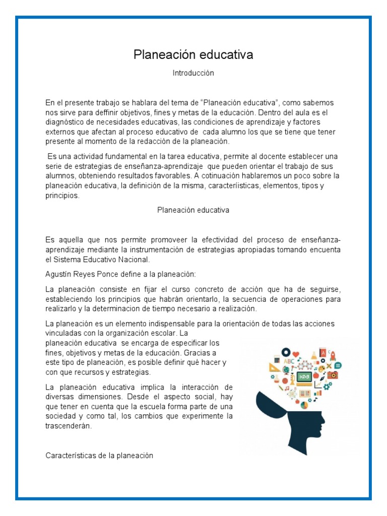 Elementos de la Planeación Educativa | PDF | Planificación | Salón de ...