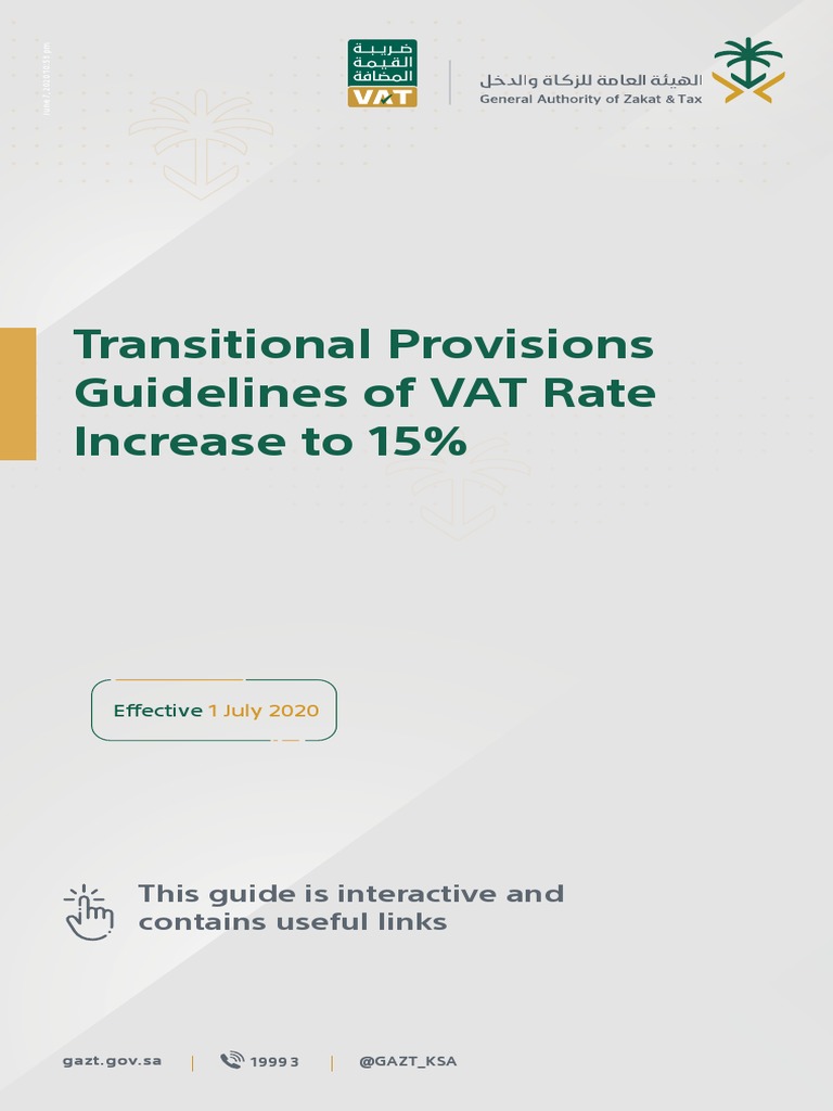 Transitional Provisions Guidelines of VAT Rate Increase To 15 PDF
