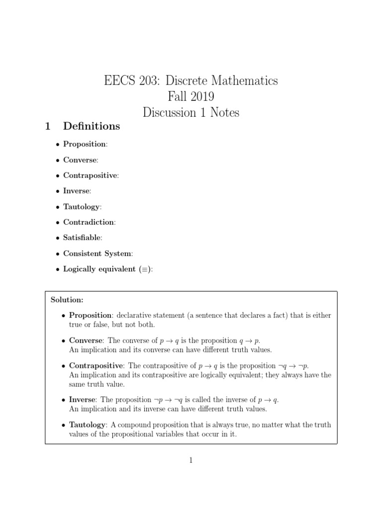 Discrete Math Concepts and Exercises | PDF | Contradiction | Semantics