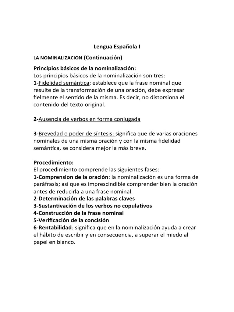 Ejemplos y Principios de Nominalización | PDF | Crecimiento personal y ...