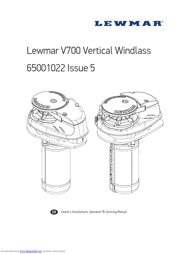 Lewmar V700 Vertical Windlass 65001022 Issue 5: Owner's Installations