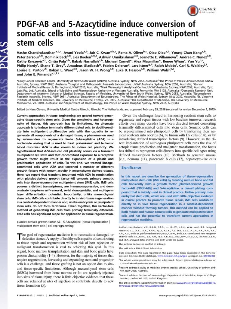 (Chandrakanthan Et Al., 2016) PDGFAB and 5Azacytidine Induce