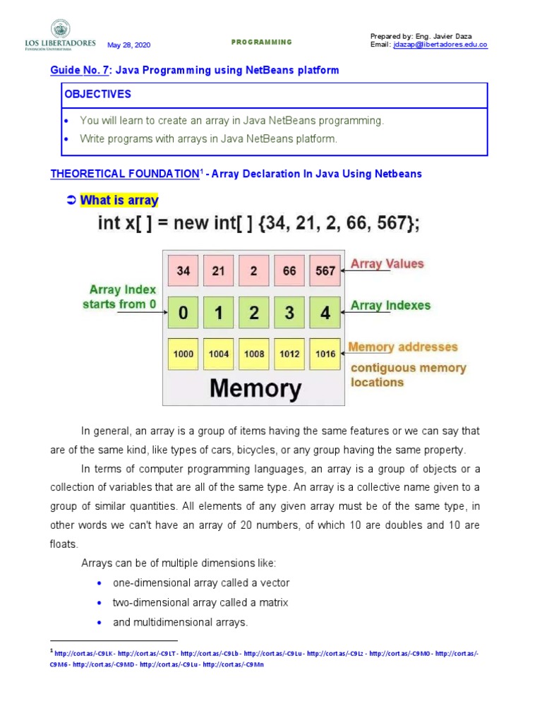 LABORATORY GUIDE - 7 - ADVANCED PROGRAMMING - I - Arrays - FINAL ...