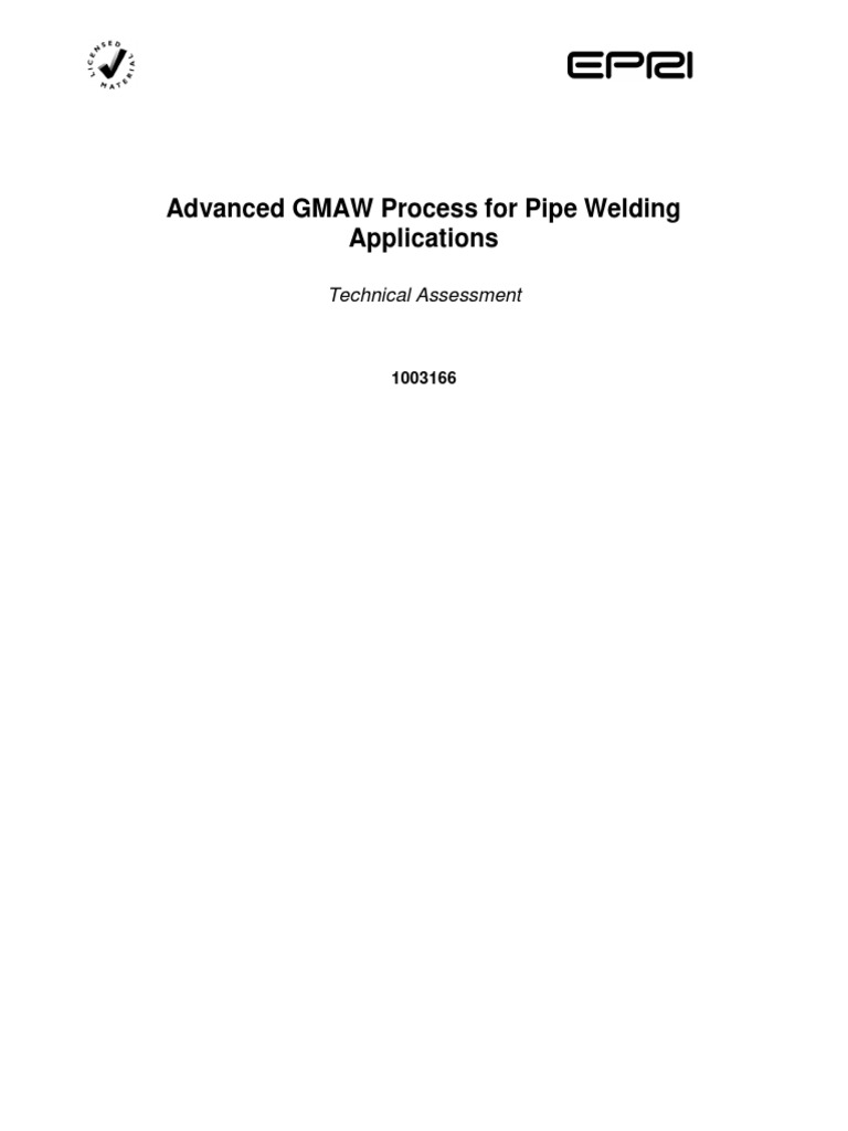 Advanced GMAW Process For Pipe Welding Applications PDF PDF Welding