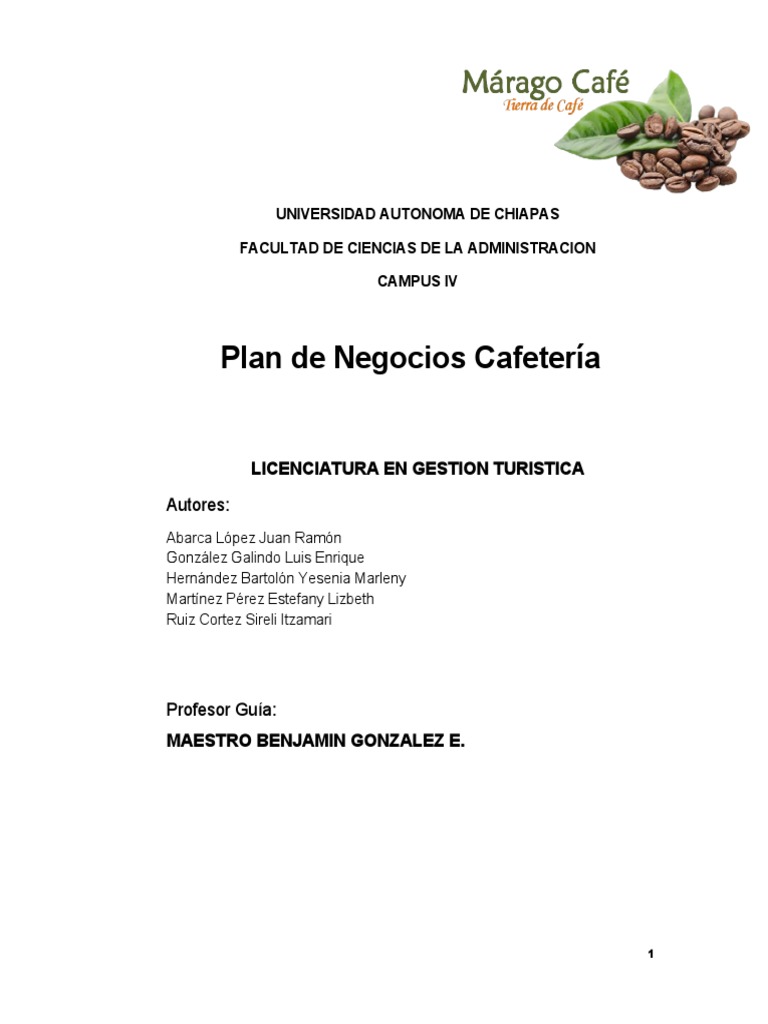 Plan de Negocios para Cafetería en Chiapas | PDF | Chiapas | café