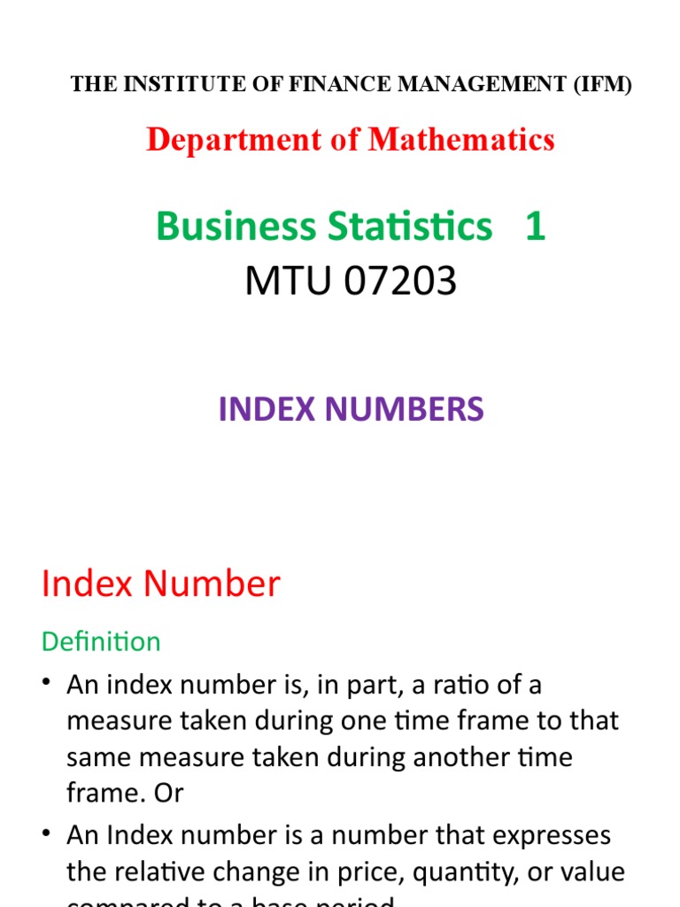 Understanding Index Numbers in Statistics | PDF | Index (Economics ...