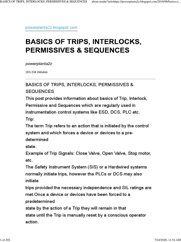 Basics of Trips, Interlocks, Permissives & Sequences1 PDF