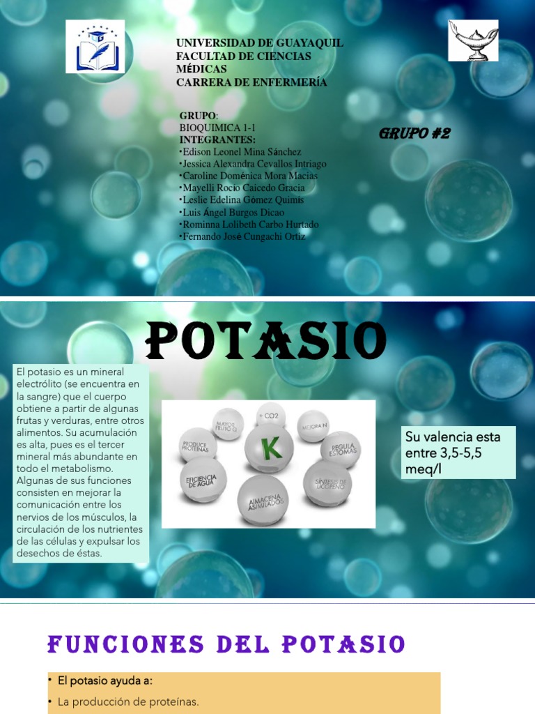 Importancia del Potasio en Salud | PDF | Potasio | Dieta y nutrición