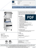 Hood Type High Temperature Dishwasher: Features