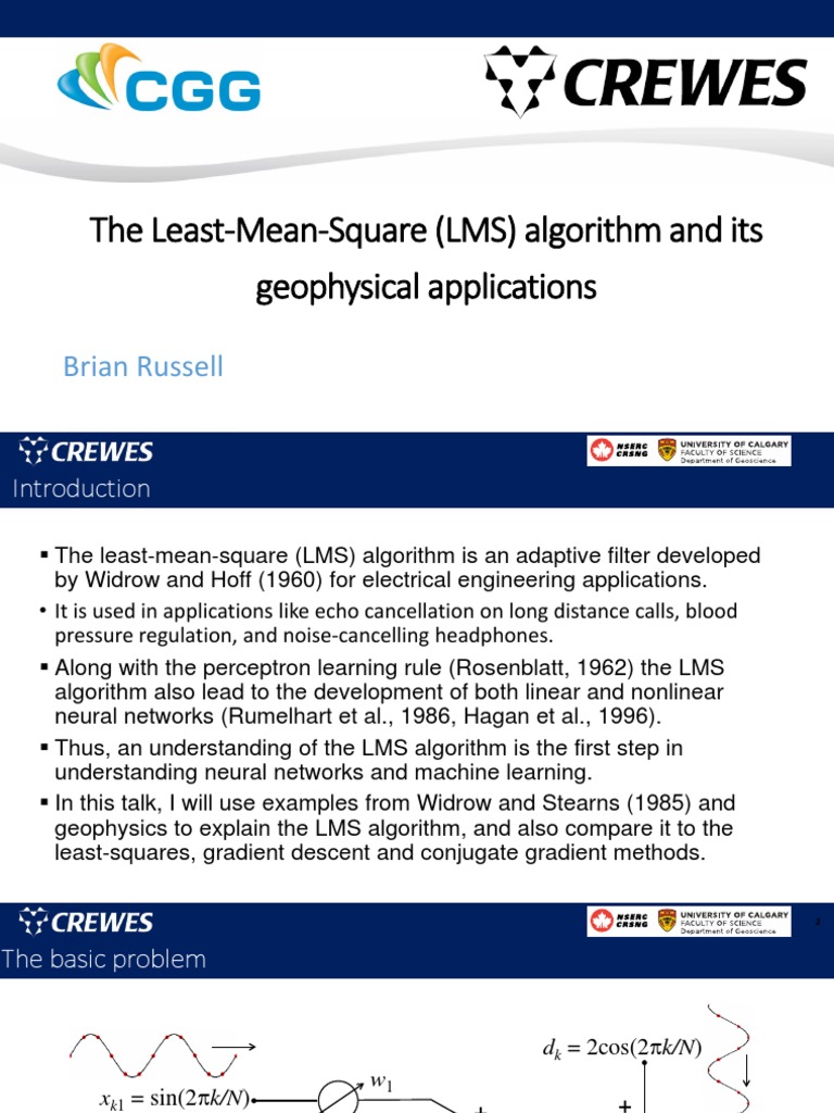 The Least-Mean-Square (LMS) Algorithm and Its Geophysical Applications ...