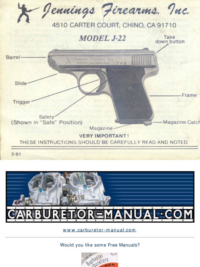 Jennings-Model-J22-Instruction-Manual | Magazine (Firearms) | Pistol