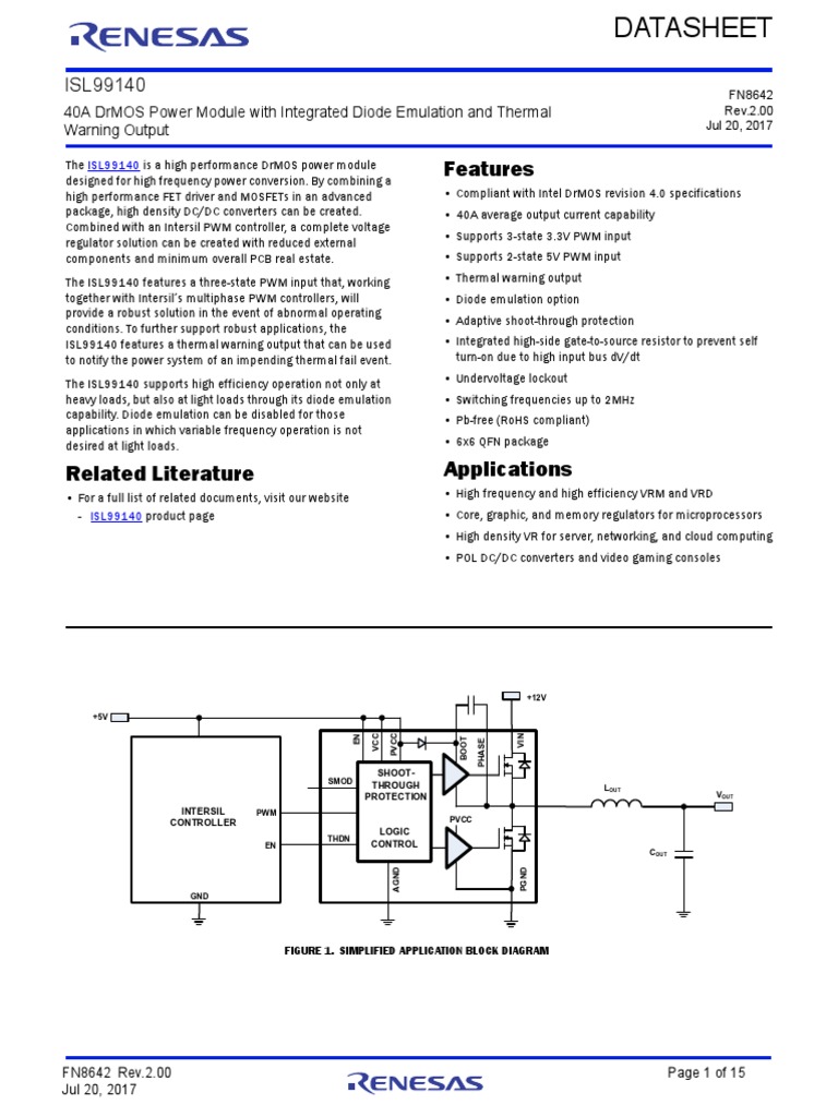 Features: 40A Drmos Power Module With Integrated Diode Emulation and ...
