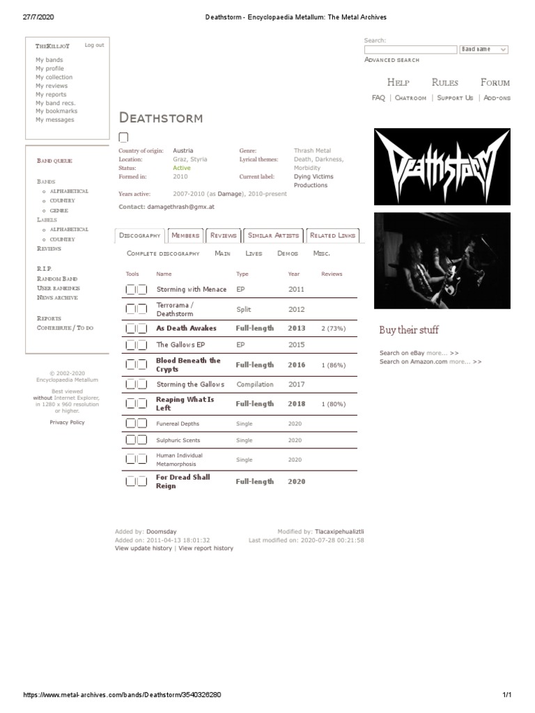 Deathstorm - Encyclopaedia Metallum - The Metal Archives | PDF | World ...