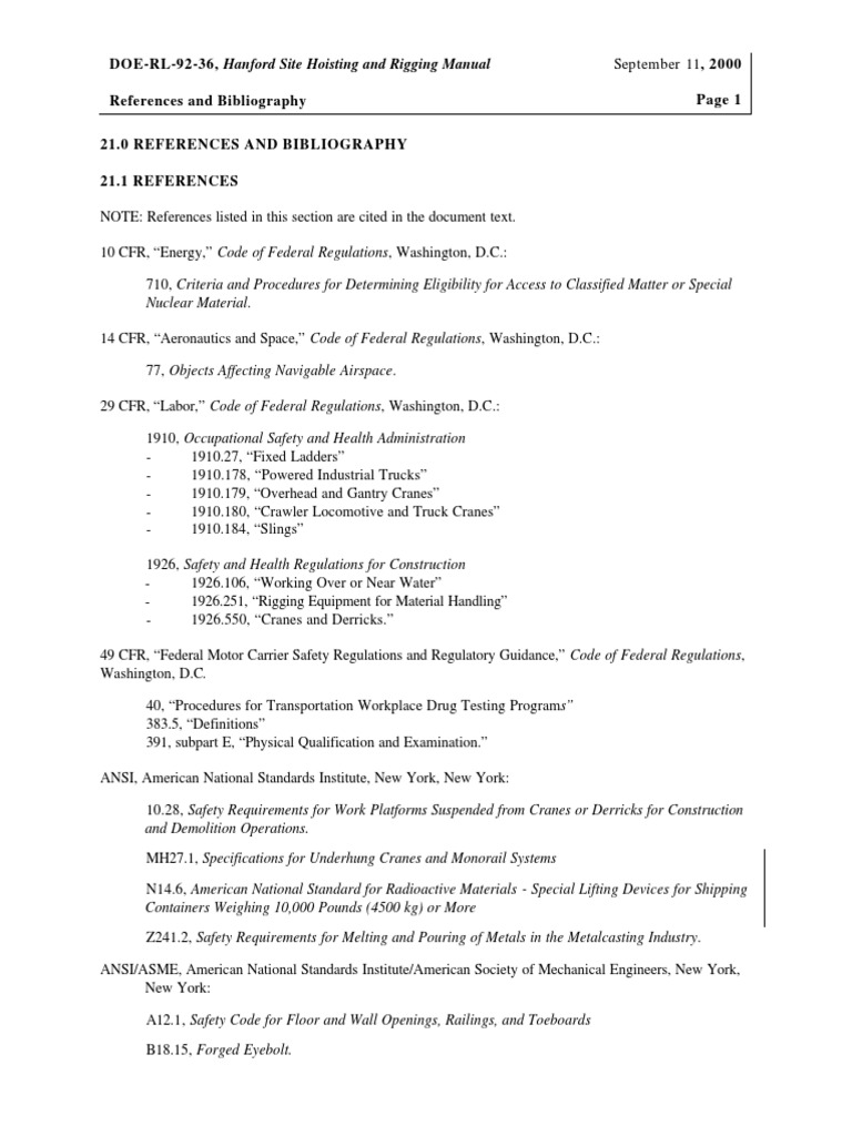 Nuclear Material. DOERL9236, Hanford Site Hoisting and Rigging