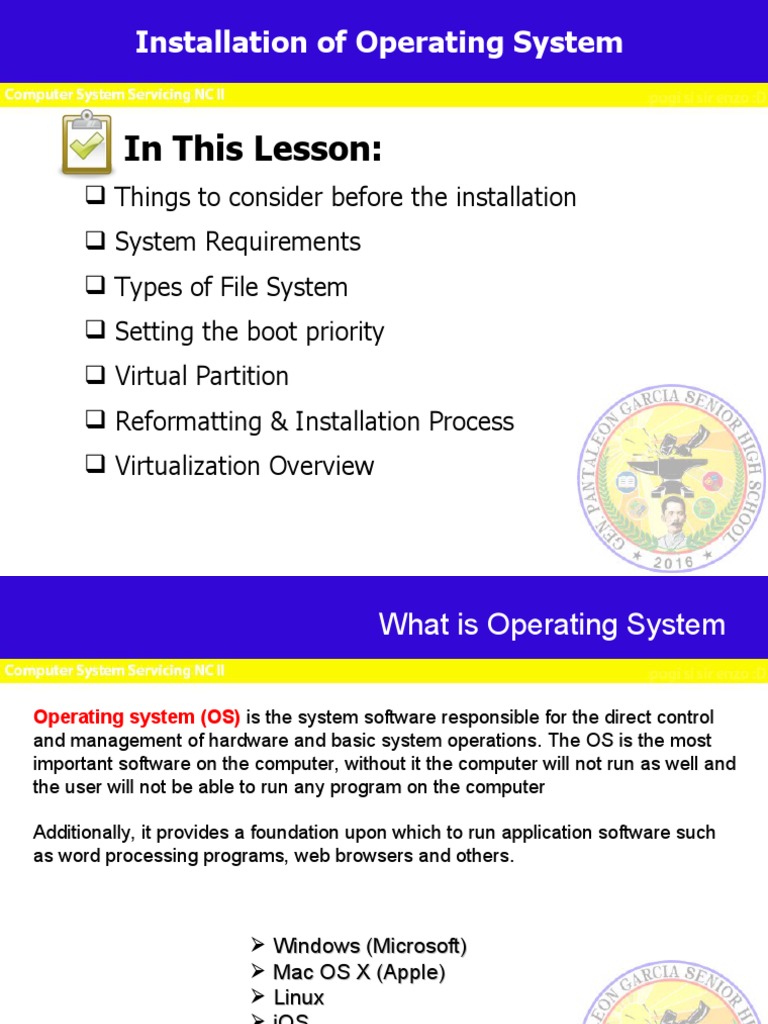 In This Lesson:: Installation of Operating System | PDF | Operating ...
