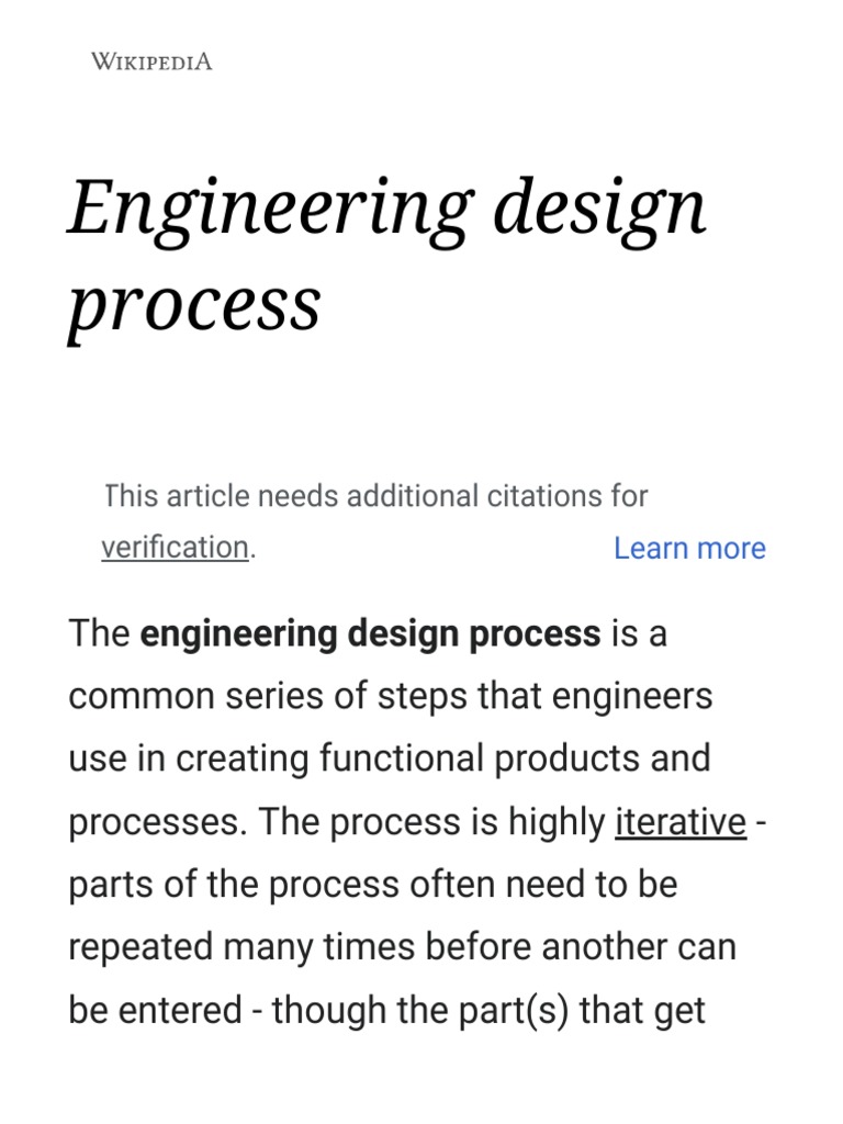 Engineering Design Process Wikipedia PDF Engineering Design