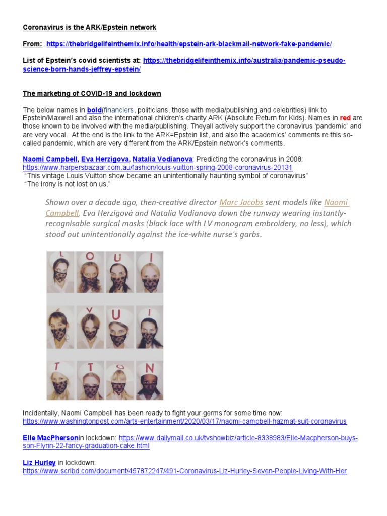 Coronavirus Is The Epstein/ARK Network | PDF