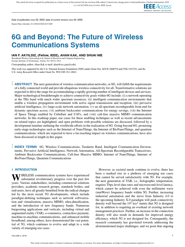6G and Beyond: The Future of Wireless Communications Systems | PDF ...