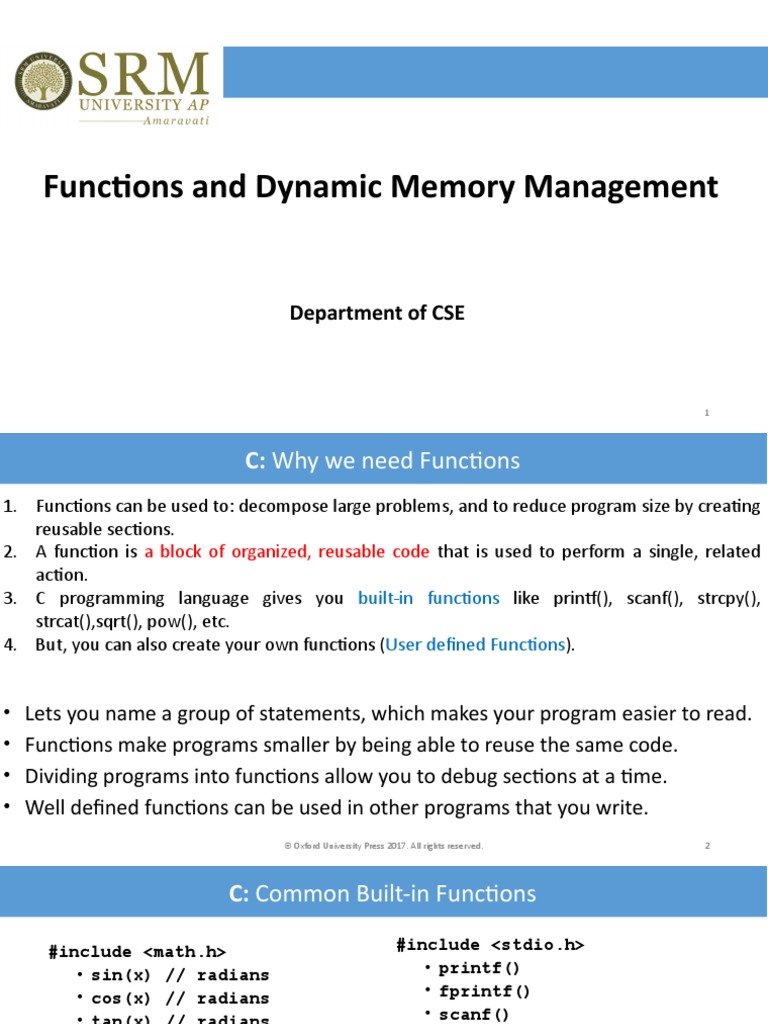 1.3 Functions and Memory Allocation | PDF | Pointer (Computer ...