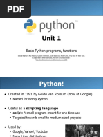 Unit 1: Basic Python Programs, Functions