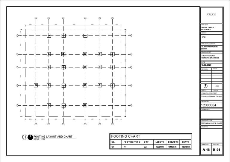 Architectural Footing Layout Plan | PDF