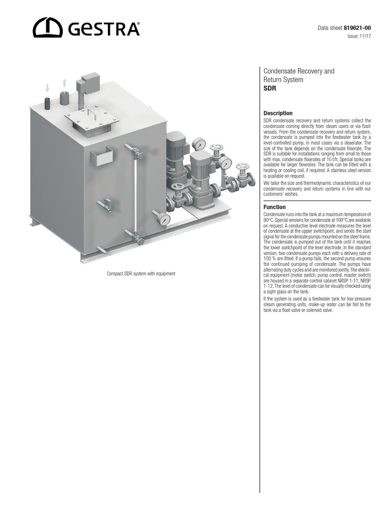 Condensate Recovery System Overview | PDF | Valve | Pump