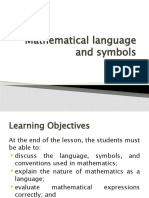 Mathematical Language and Symbols