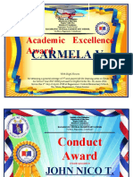Academic Excellence Award: Carmela V. Villarey
