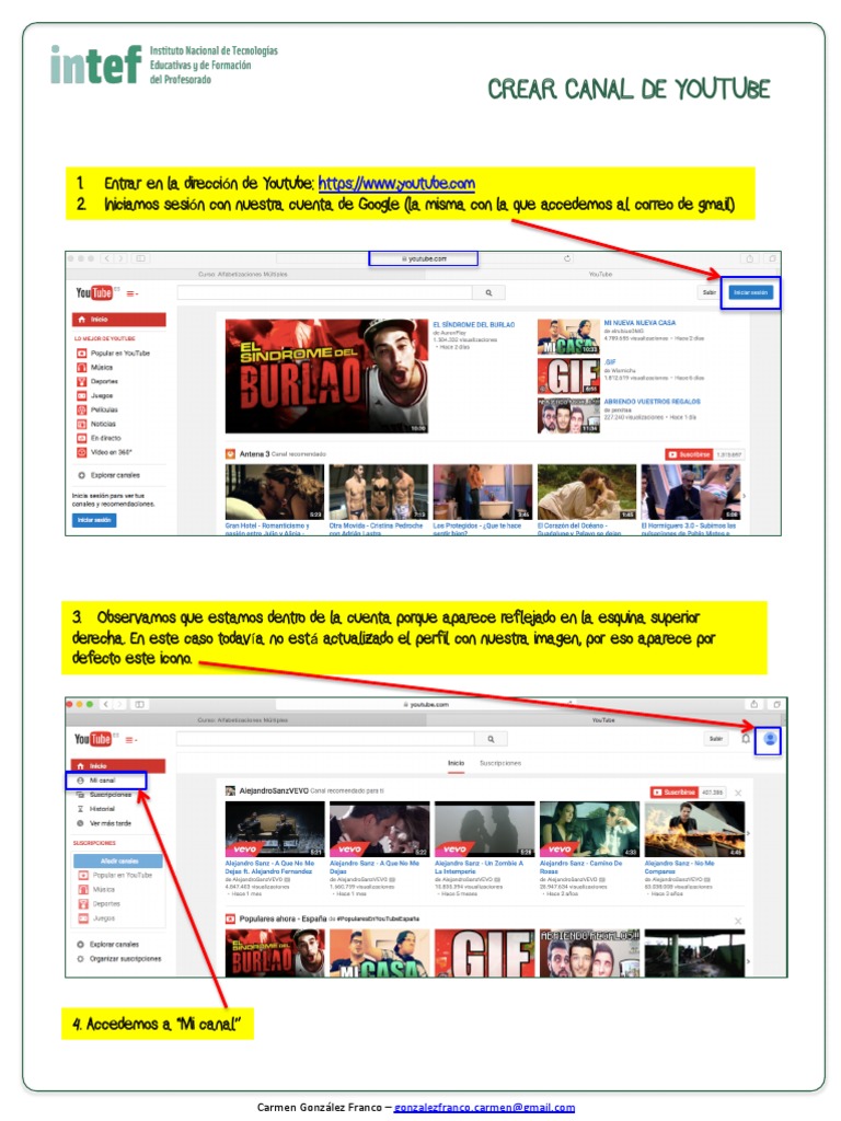 Crear un canal en YouTube paso a paso | PDF | Youtube | Google+