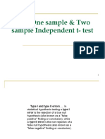 T-Test One Sample & Two Sample Independent T-Test