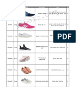 Adidas, Puma, Reebok and Nike inventory document with product sizes and quantities