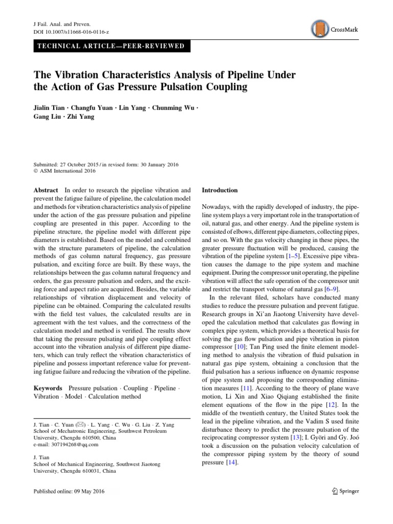 Pipeline Vibration Analysis under Gas Pulsation | PDF | Gases ...