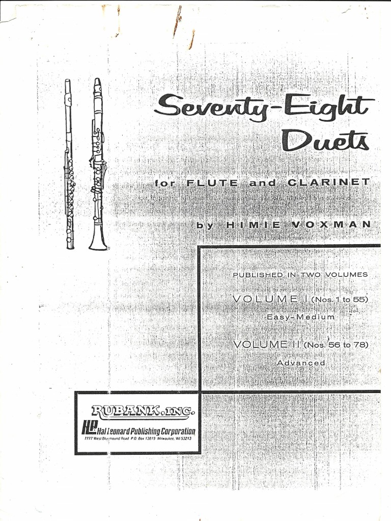 Seventy-Eight Duets For Flute and Clarinet | PDF