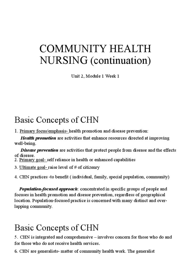 Basic Concepts of Community Health Nursing | PDF | Health Care | Health ...