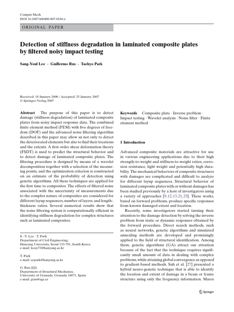 Detection of Stiffness Degradation in Laminated Composite Plates by ...